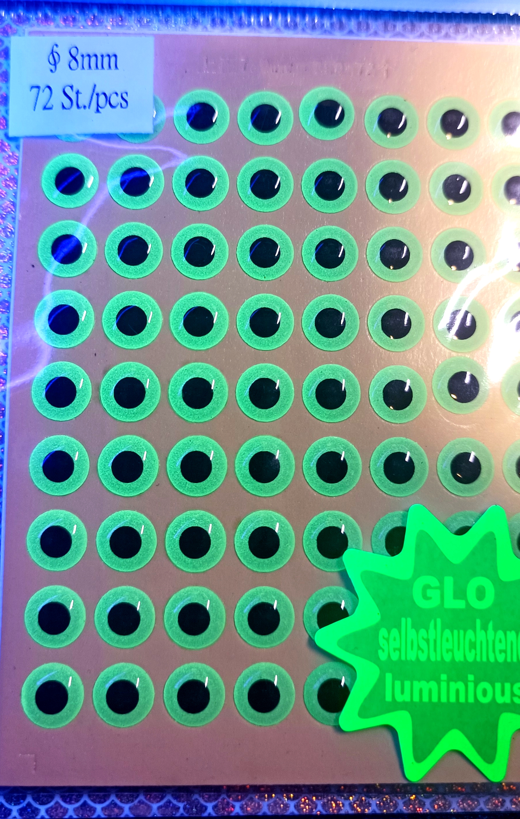 SAMOLEPÍCÍ 3D OČI FLUO 8MM-72KS
